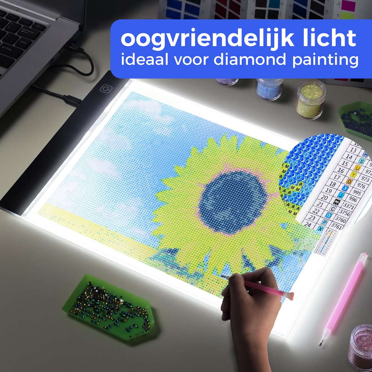 Joyage A4 Led Lichtbak voor Tekenen - 3 lichtsterktes - Lightpad A4 diamond painting volwassenen dimbaar - Tekentafel Lichtbak voor tekenen lichtplaat – speelgoed Led tekenbord kinderen - Meisjes speelgoed meisjes Lichttafel lichtbord cadeau — afbeelding 5