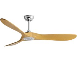 Bovista Plafondventilator - Met Verlichting - Plafond Ventilator - Met Lamp - Plafonniere Met Ventilator - Licht Hout/Zilver - 106cm