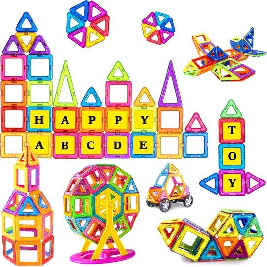 Magnetische Bouwblokken Set - 92-delige Magneten Speelgoed voor Kinderen - Educatief Montessori Speelgoed - Bouwstenen met Sterke Magneten - Kleurrijke Constructies - 3D Bouwspel - Creatief Cadeau vanaf 3 Jaar
