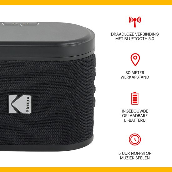 Kodak SoundBrix Bluetooth Speaker – Draadloze Muziek Box –5W RMS - 2pcs – Zwart — afbeelding 2