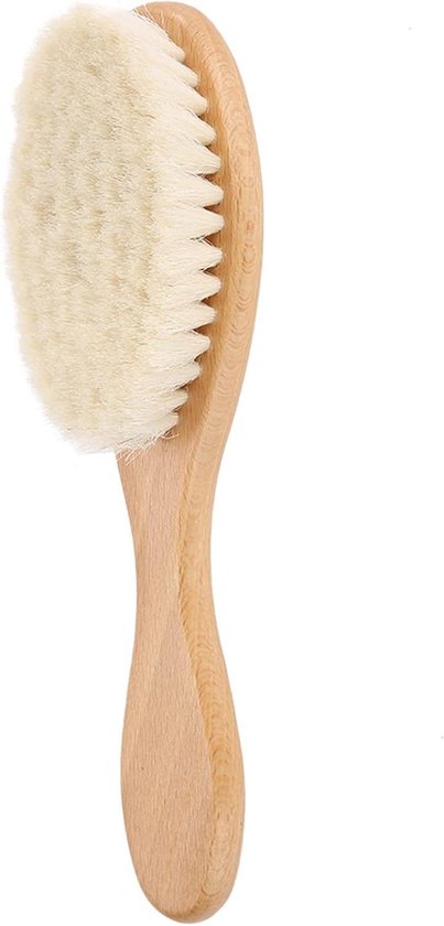 Inovra Plus - Brosse en poils de chèvre doux avec manche en bois pour la Coiffure et Soin de la barbe