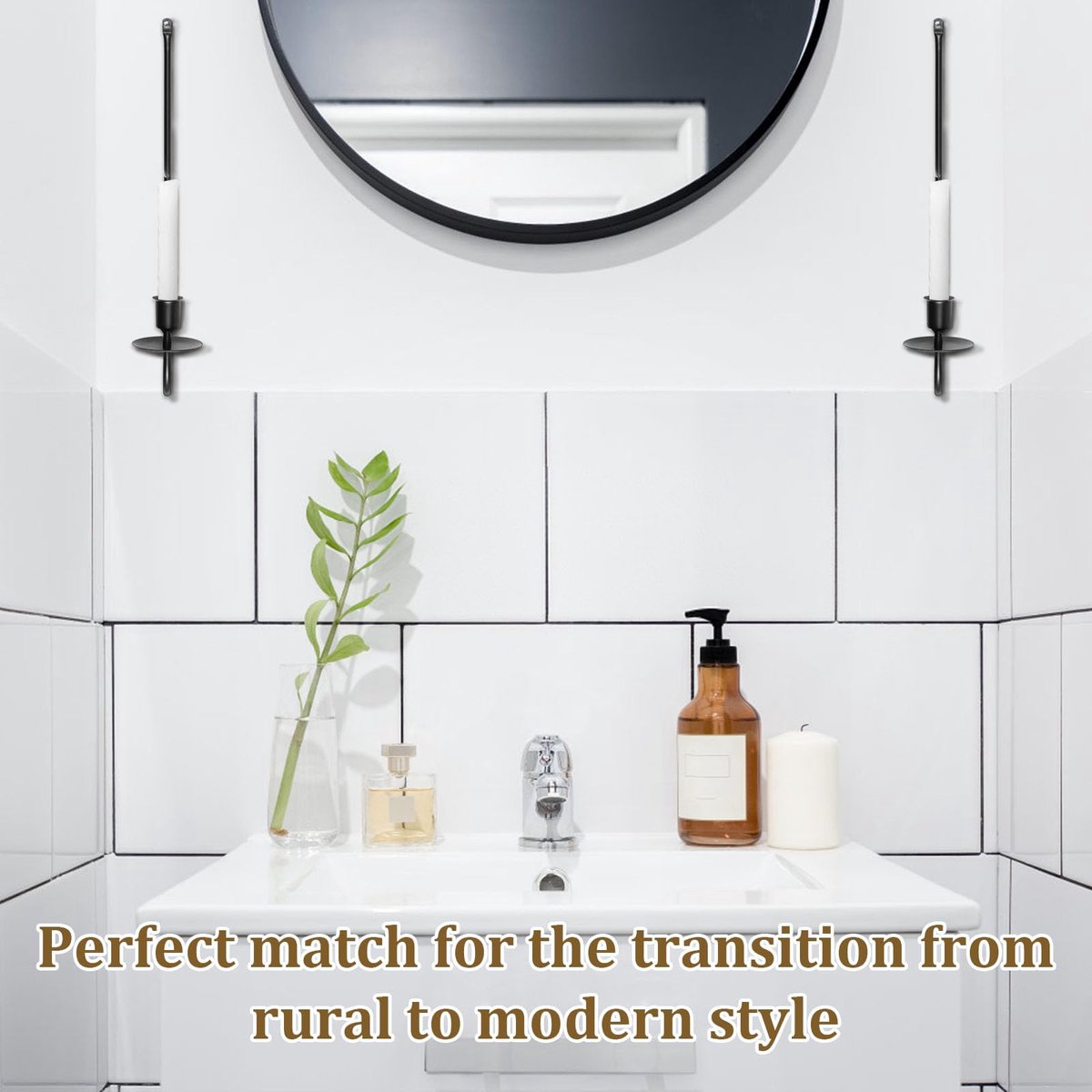 Ibenzoa® Zwarte L-vormige wandkandelaar set van 2 voor stijlvolle muurdecoratie in huis — cadeau in Wonen & Interieur - foto 5