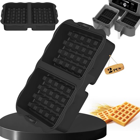 Set van 2 wafelinzetstukken, siliconen wafelplaten, accessoires, compatibel met Ninja SL400EU, AF500EU, AF400EU en AF451EU, heteluchtfriteuse, Belgische wafels, wafel, accessoires