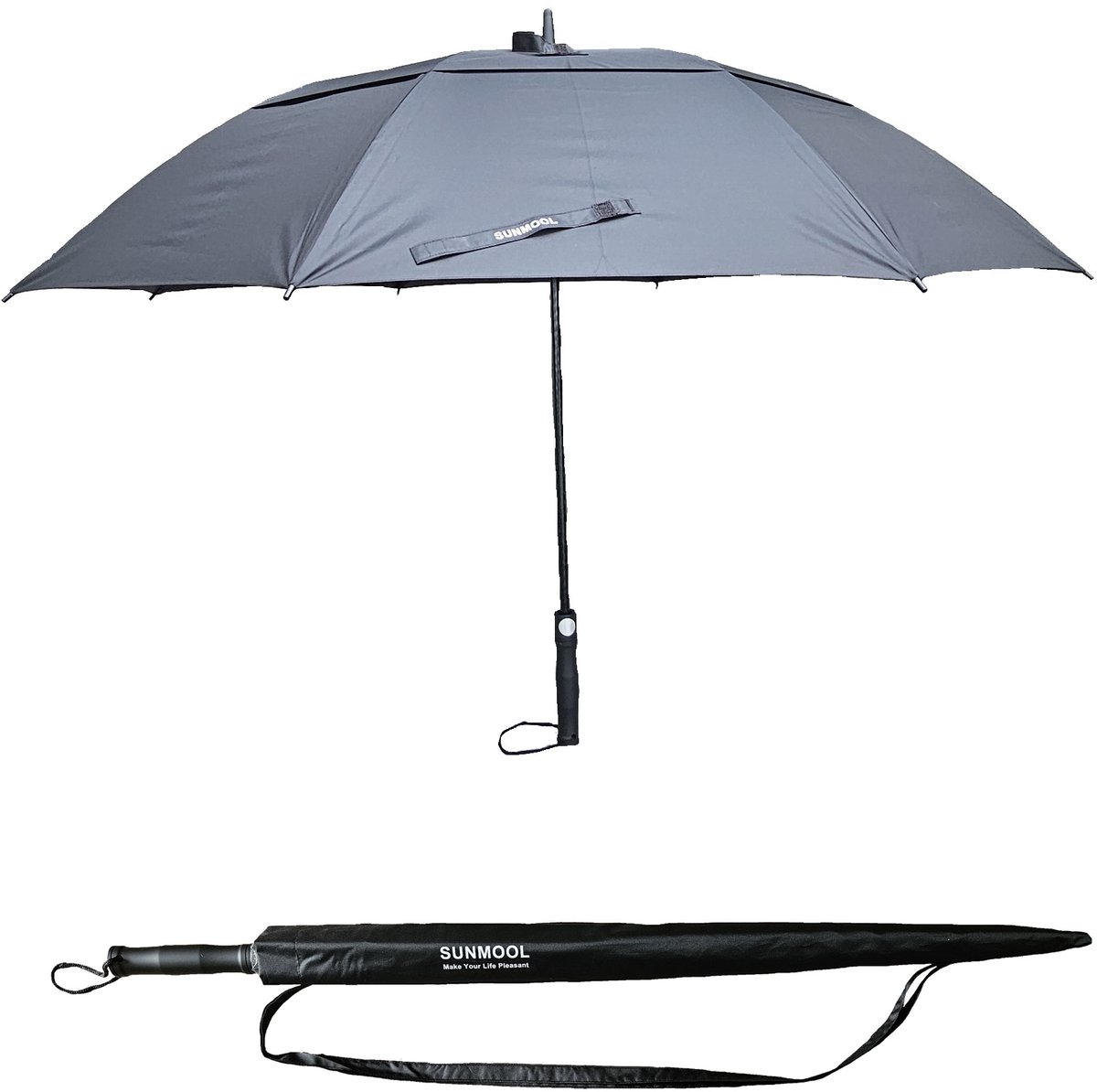 SUNMOOL Storm Paraplu - Golfparaplu - Ventilatie systeem - Ø 130 cm - Zwart