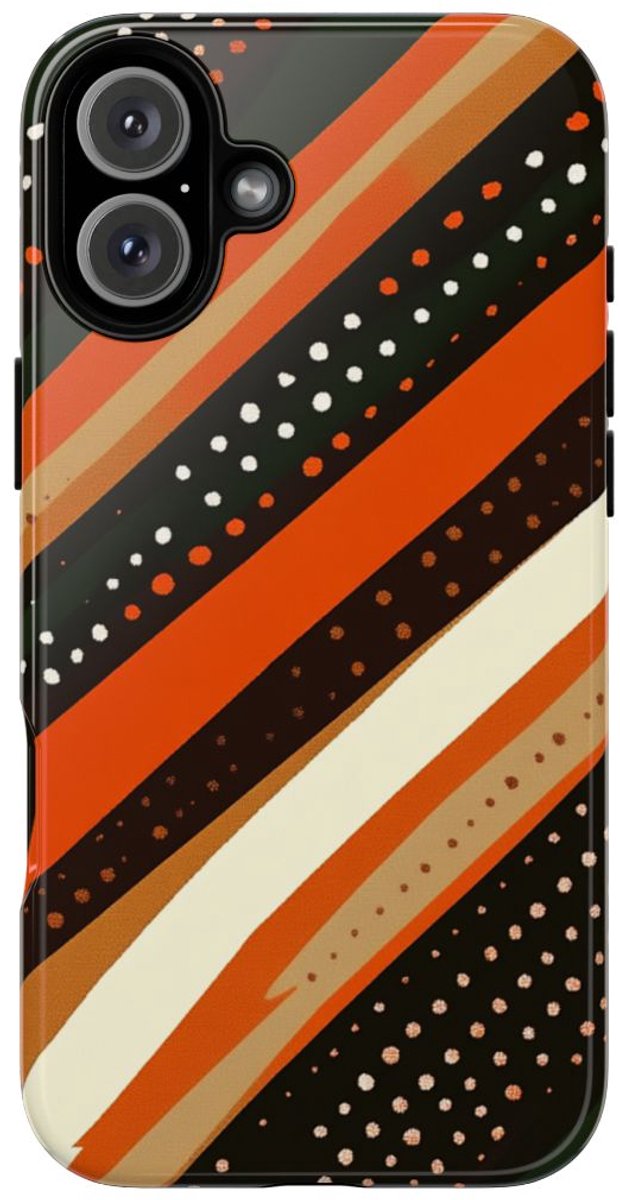 Retro Aardetinten Gestreept Patroon – Telefoonhoesje Geschikt voor iPhone 16 Plus