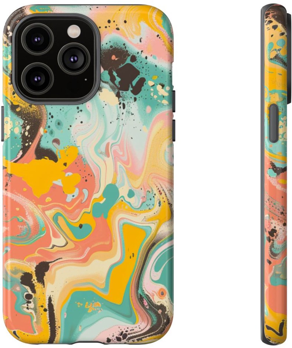 Kleurrijke Abstracte Vloeibare Kunst – Telefoonhoesje Geschikt voor iPhone 14 Pro Max