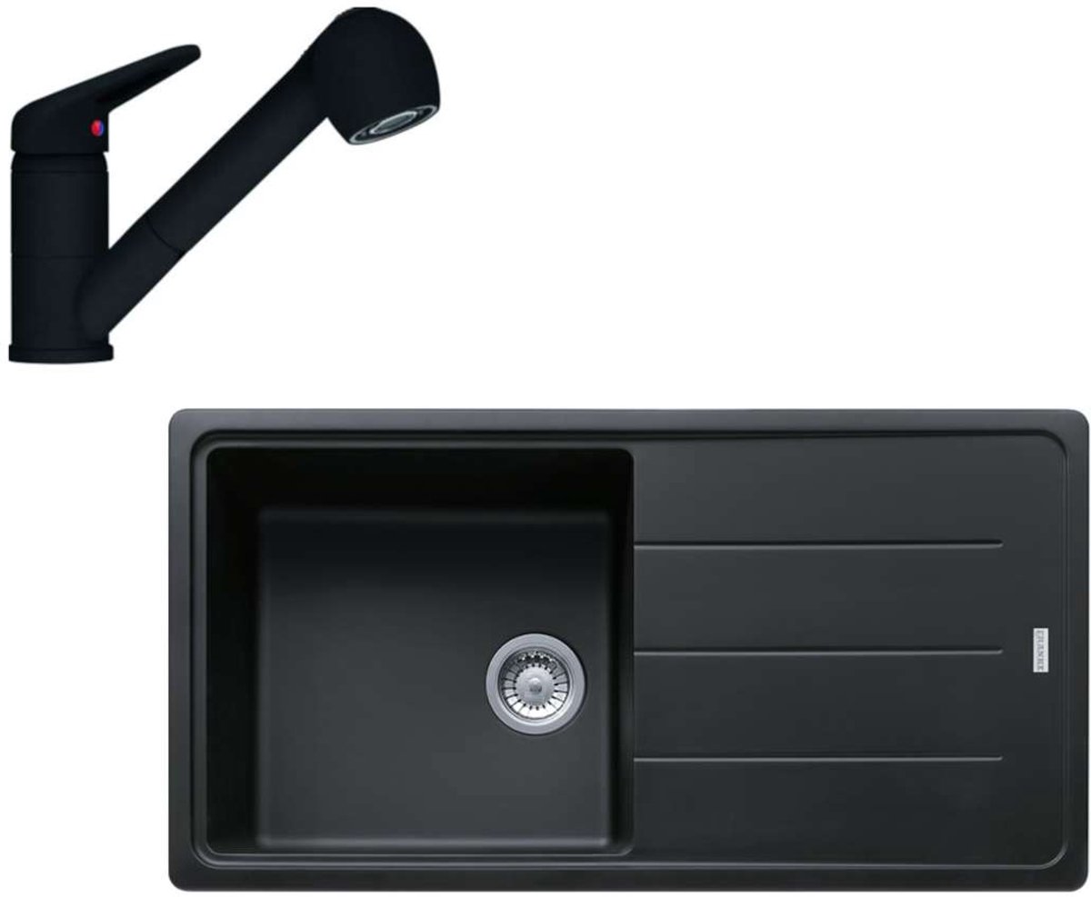 Franke Sets - Set G138, fragraniet spoelbak BFG 611 en keukenkraan FC 9547.901, mat zwart 114.0675.664