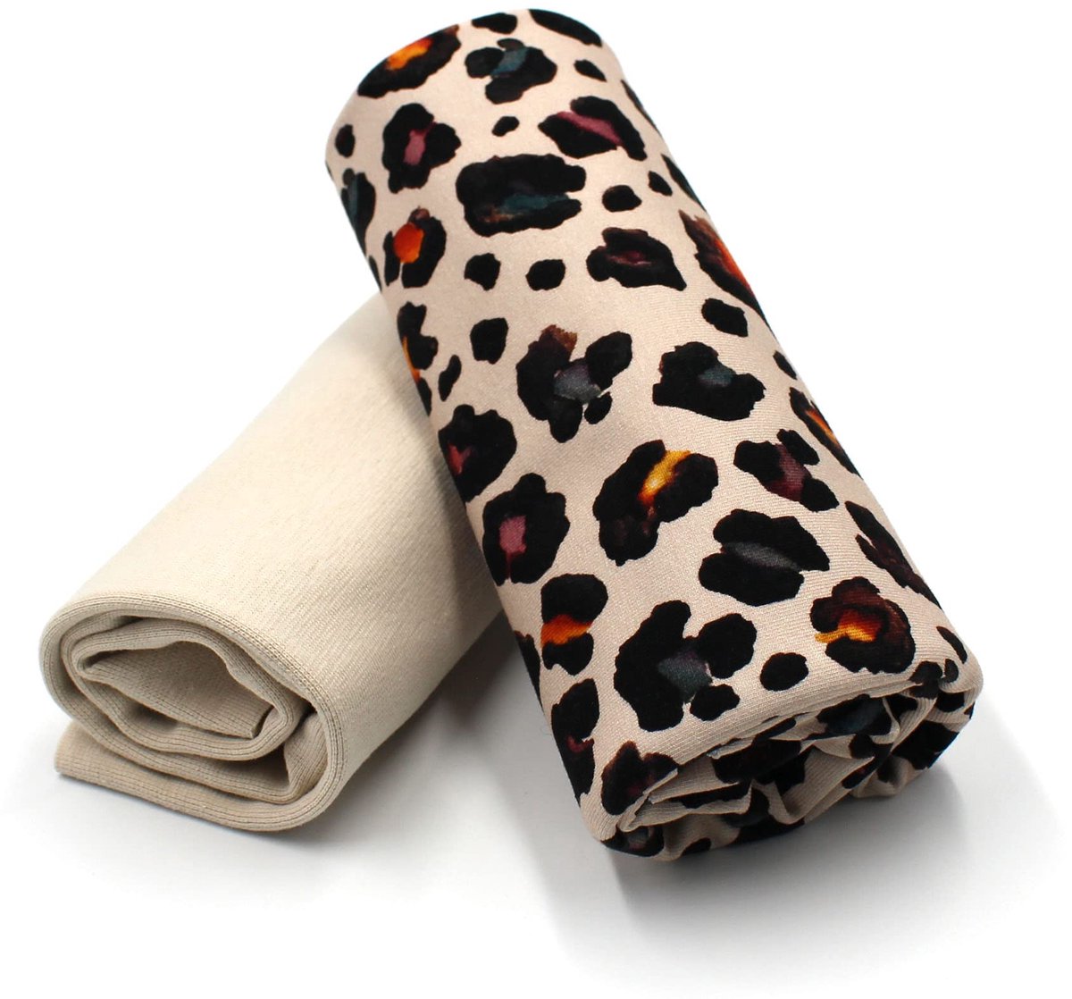 Stoffenpakket 0,5 m jersey + 0,5 m manchetstof voor het naaien van kinderkleding Kinderstof jerseystof (Animal Skin + light Sand Set77)
