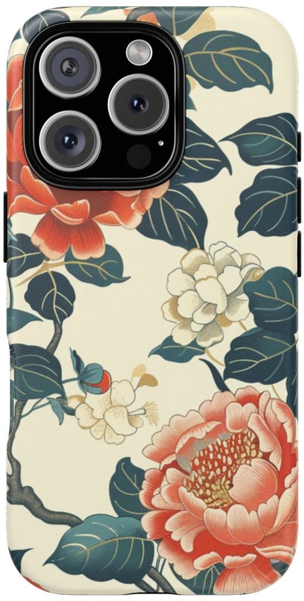 Vintage Pioenrozenpatroon – Telefoonhoesje Geschikt voor iPhone 16 Pro