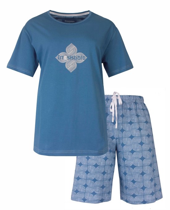 Irresistible Dames Shortama - Pyjama Set - Katoen - Ocean Blue - Maat XL