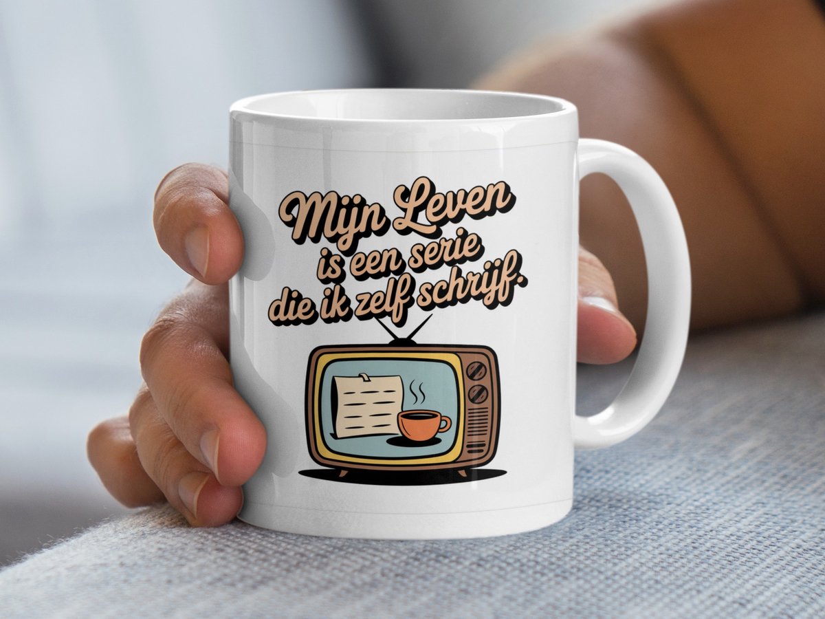 Gepersonaliseerde Mug, Mijn Leven, Retro TV Design, Zelf Schrijven, Koffie Mug, Grappige Mug, Cadeau Idee, Trendy Mug, Creatieve Mug