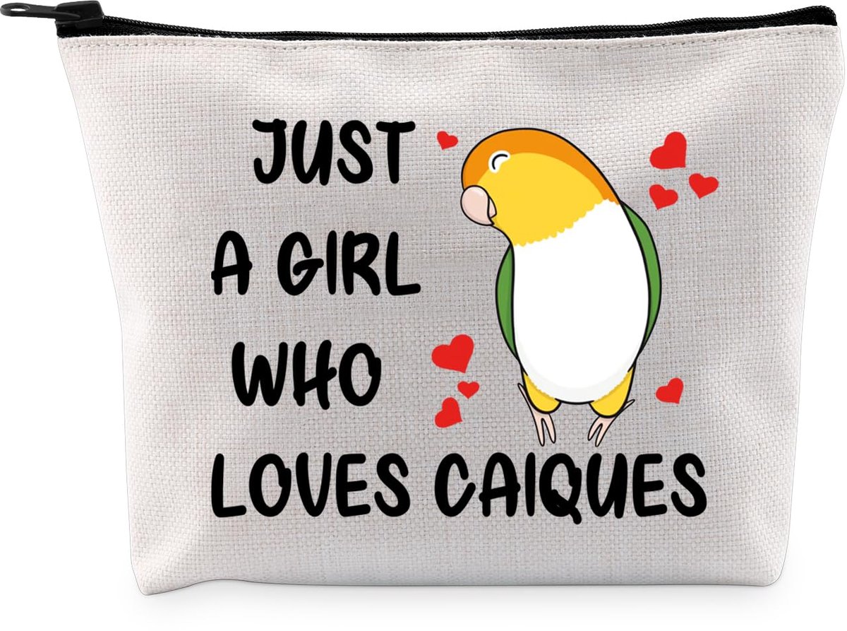 Vogelliefhebber cadeau die houdt van Caiques make-up tas Caiques minnaar cosmetische tas Caiques moeder cadeau Caiques eigenaar cadeau, Houdt van Caiques Bag