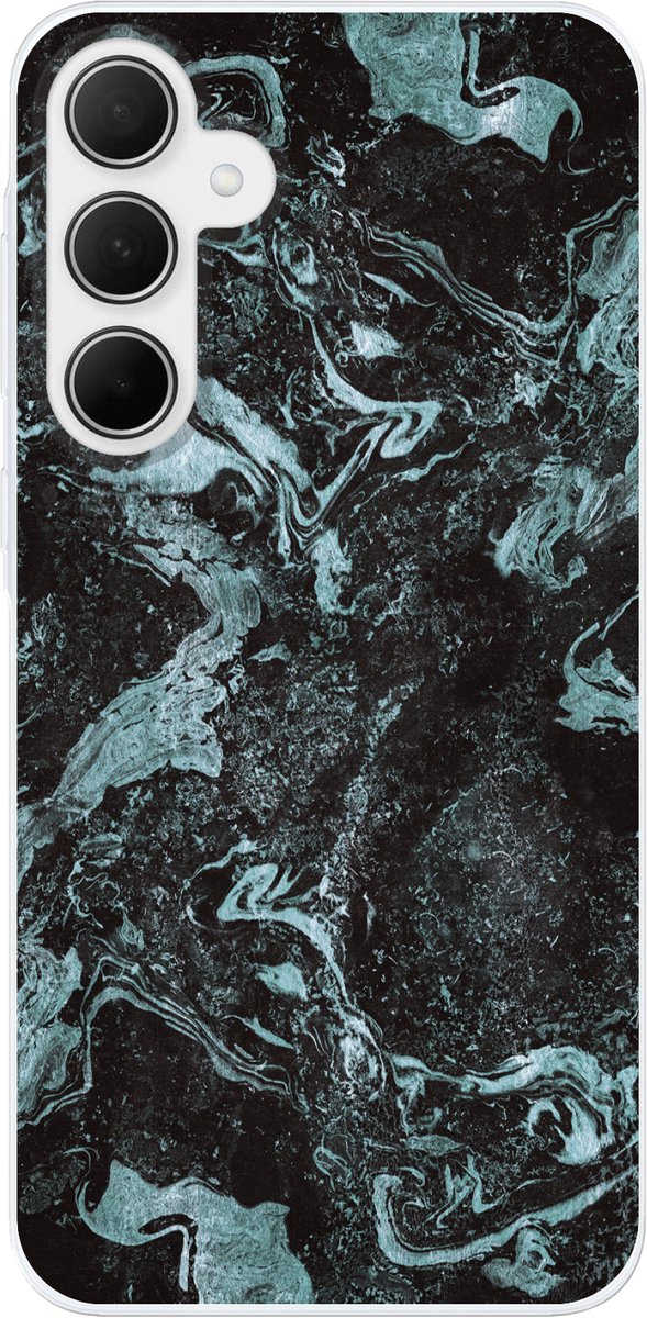 Telefoonhoesje Geschikt voor Samsung Galaxy A36 hoesje - Natuursteen - Blauw - Steen - Siliconen Telefoonhoesje Telefoonhoesje