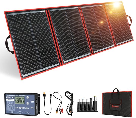 Ohana DT - Opvouwbare zonnepanelen - Camper Zonnepaneel - Monokristallijn daglichtpaneel - 100W - 12V Omvormer - Kabel 4M