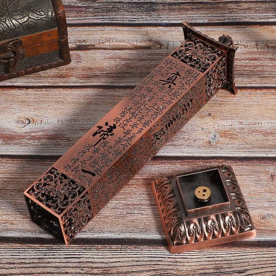 Incense Burner, Incense Tower Burner Holder, Red Copper Vertical Heart Sutra Craft Ornaments Tea Room Decoration — afbeelding 3