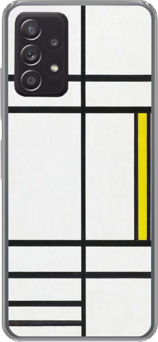 Telefoonhoesje Geschikt voor Samsung Galaxy A53 5G hoesje - Compositie in wit, rood en geel - Piet Mondriaan - Siliconen Telefoonhoesje Telefoonhoesje