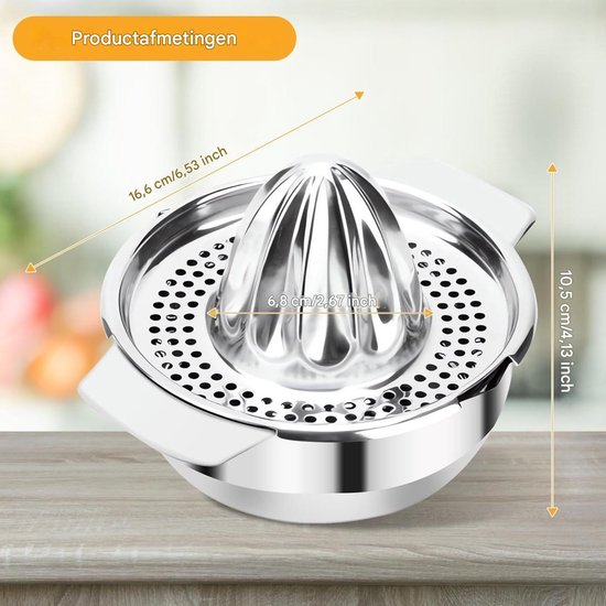 TOVBMUP 400ml Sapcentrifuge - Citruspers - Citroenpers - Roestvrij staal - Handmatig - Roterend - Perst sap uit citroenen, sinaasappels en limoenen. van tovbmup — afbeelding 4