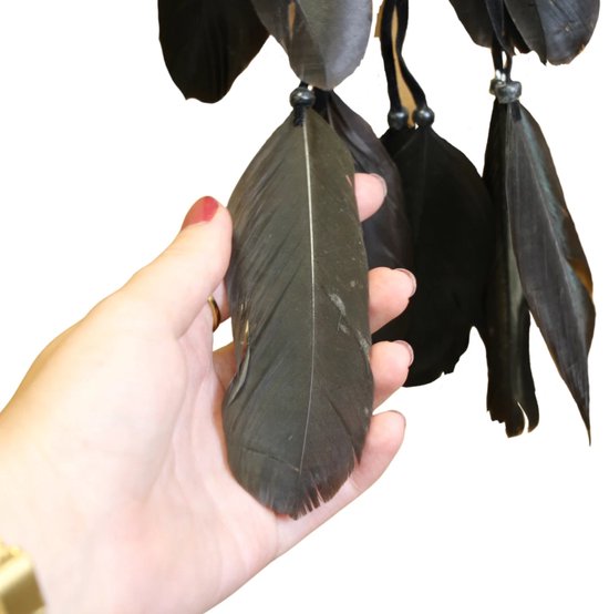 Attrape- Dromenvanger - plumes - cuir - 6cm