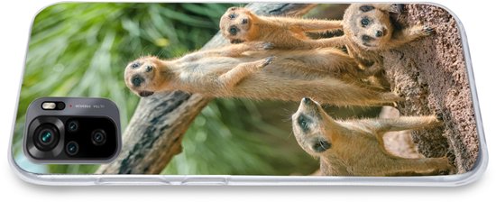 Telefoonhoesje Geschikt voor Xiaomi Geschikt voor Redmi Note 10 hoesje - Familie - Dieren - Stokstaartjes - Siliconen Telefoonhoesje Telefoonhoesje