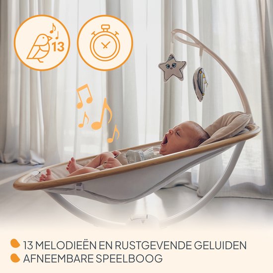Lionelo Olivia Wipstoel - 5 Schommelstanden - 180° Draaibare Zitting - Traploze Rugverstelling - 13 Melodieën & Geluiden - Afstandsbediening - Speelboog - Timer - Wasbare Hoes - Zacht Kussen - 3-Puntsgordel - Tot 9 kg - EN12790 Gecertificeerd van Merkloos — afbeelding 4