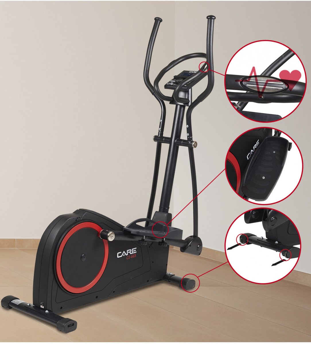 CARE CE-685 - Crosstrainer - 16 kg vliegwielmassa - 24 programma’s - 32 gemotoriseerde weerstandsniveaus - Voor regelmatig thuisgebruik thumbnail 6