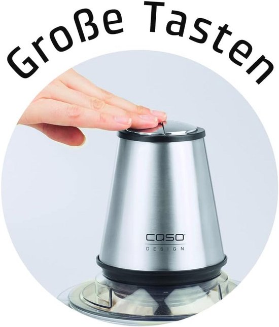 CASO Chop & Go – draadloos design hakmolen met 4 roestvrijstalen messen, flexibel en overal klaar voor gebruik, tot 60 minuten looptijd, 2.300 omw/min, veelzijdige accessoires, zwart