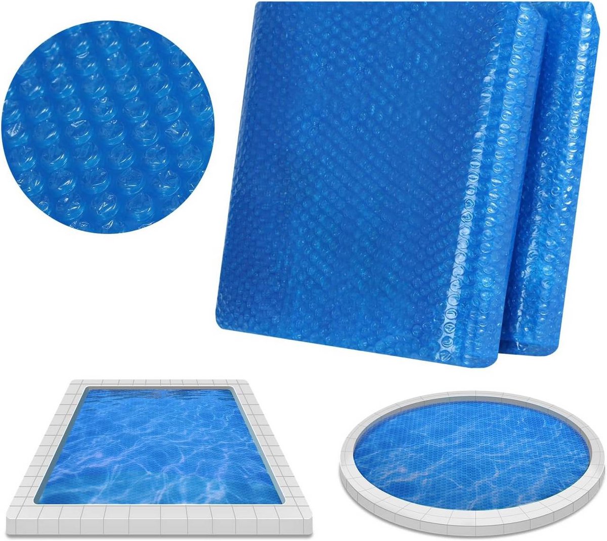 warraich-Blauw zonnezeil voor zwembadafdekking – UV-bestendig en op maat te knippen-260x160 cm