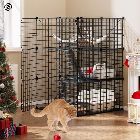 Kalolary Kattenkooi voor Binnen, Kattenkooi Indoor Kattenverblijven 4-Laags doe-het-zelf