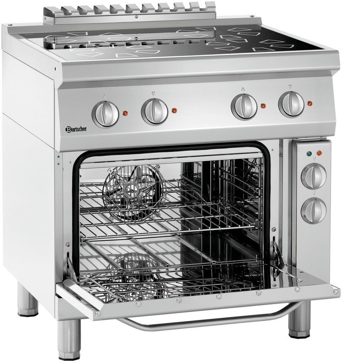 Bol.com Bartscher Fornuis - Elektrisch - EBO - 4 Kookplaten - 4x 2-3 kW - Elektrische Oven - 1/1 GN - 58L - 3-6 kW - 800x700x850... aanbieding
