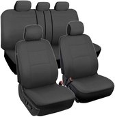 Autostoelhoezen complete set - voor- en achterbank, eenvoudig te installeren hoezenset, accessoires auto's vrachtwagens bestelwagens SUV - grijs