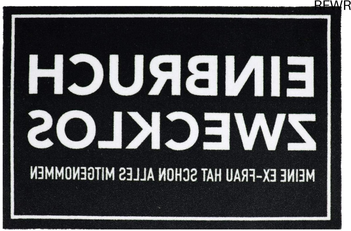 RFWR Wasbare antislip deurmat 40 x 60 cm - Einbrekers afschrikkend ontwerp rich white on black contrast