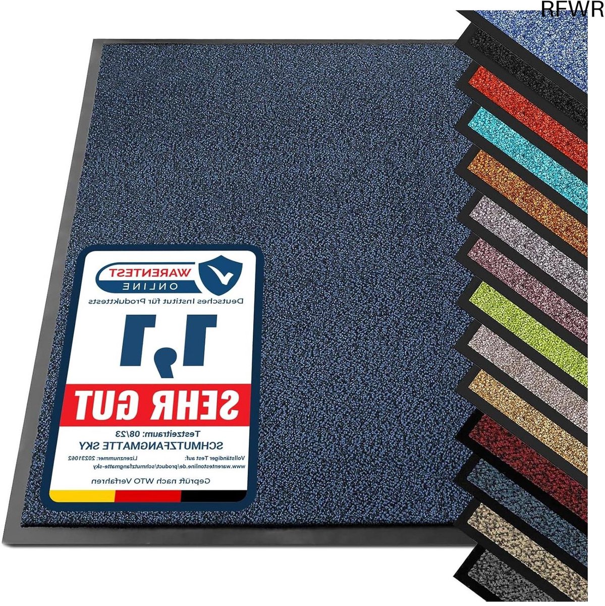 RFWR Schoonloopmat Voetmat voor Binnen en Buiten - Antislip Deurmat met Hoogwaardige Vezels - Verkrijgbaar in Diverse Maten en Kleuren Blauw