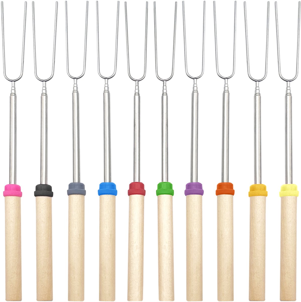 Purepeak Fonduevorken Set 10 Stuks - Fonduevorkjes - Kaasfondue - BBQ accessoires - Marshmallow Spiezen