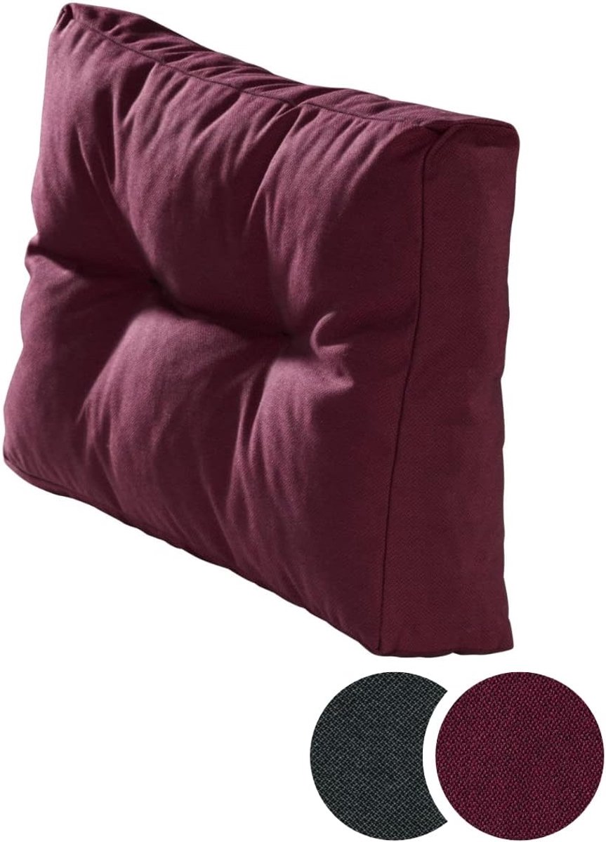 Hoogwaardig donkerrood palletkussen 40 x 60 cm voor binnen en buiten, waterdichte meubelstofhoes.