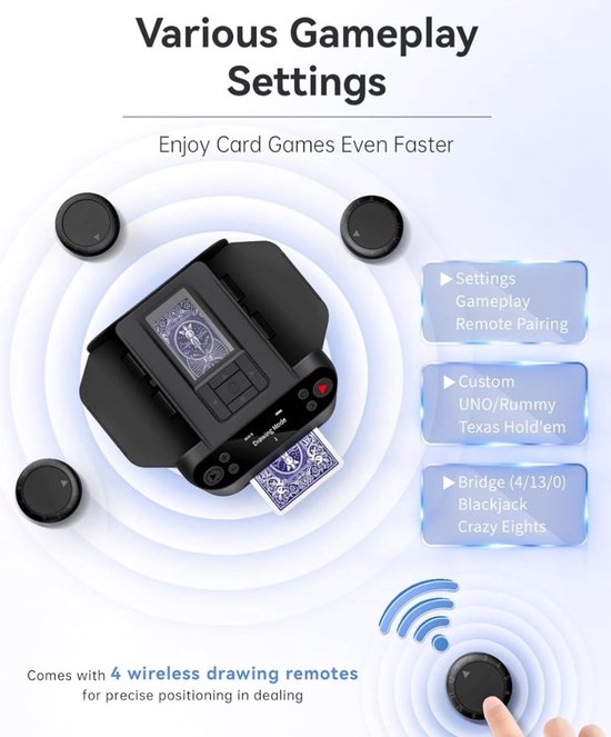 QUICARD Geräuscharmer und wiederaufladbarer Kartenmischer für 2 Kartensätze, 2000 mAh, automatischer elektrischer Mischer für Kartenspiele, Texas Hold'em, Poker, Heimkartenspiele, Blackjack