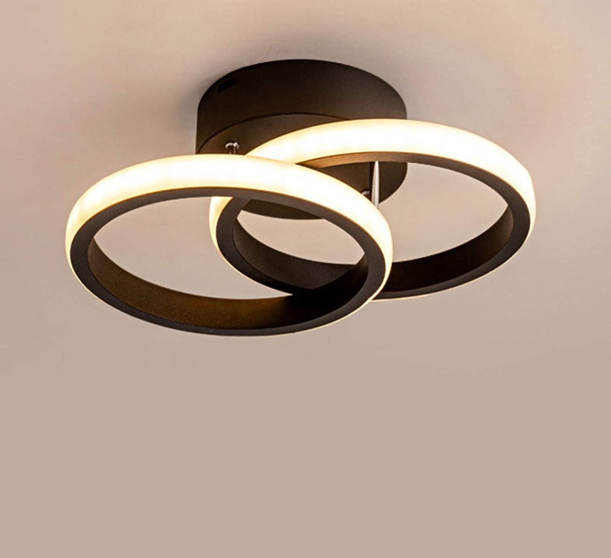 LED-plafondkroonluchter, plafondlamp, warm wit 3000K, 22W, moderne chique plafondlamp van acryl voor keuken, woonkamer en slaapkamer (warm wit, 2 LED-ringen)