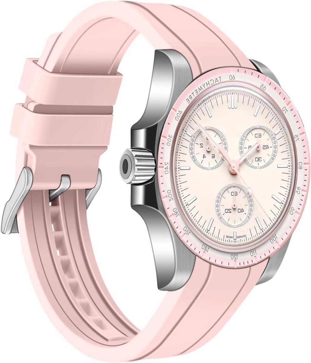Allecto Premium - Universele zachte rubberen horlogeband van 20 mm en 22 mm voor Moonswatch - Meerdere kleuren - Sportieve reservebandjes voor heren en dames - Siliconen band met gebogen uiteinden.