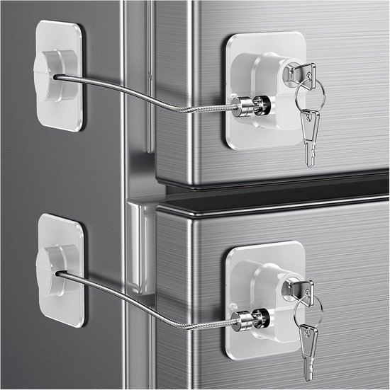 2 Serrures De Sécurité Pour Réfrigérateur - Adhésif Fort, Bouton En T - Bloque-porte Enfant - Facile à Installer, Blanc