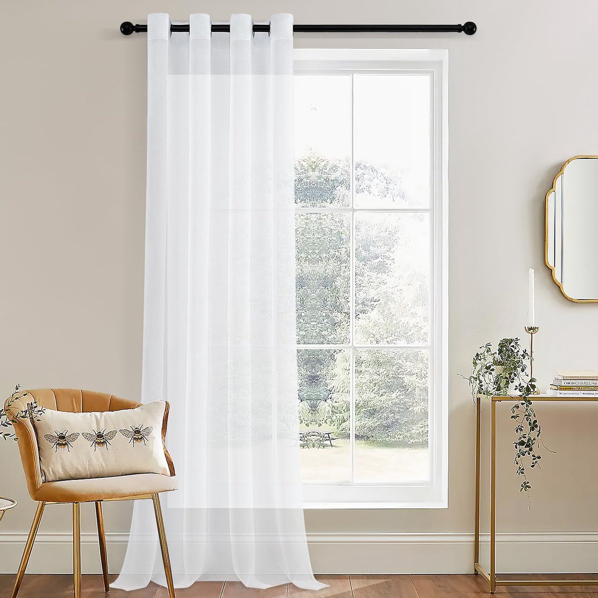 Ibenzoa® Gordijn met linnenlook voor kleine ramen en privacy in huis