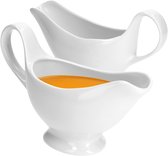 Set de 2 Sauces Porcelaine Blanc 220 ml Pichet à sauce I Porte-sauce classique I Pichet en porcelaine pour jus de viande, trempette au fromage et vinaigrette, sauces, plats, fournitures de restauration, sauces