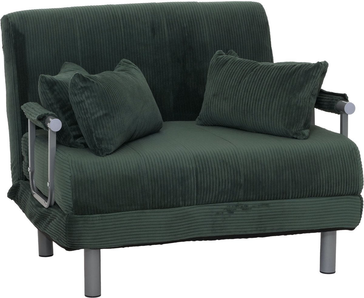 MCW K29 fauteuil slaapbank, inklapbare fauteuil slaapbank logeerbed, ligoppervlak 190x100cm, stof corduroy (330g/m²) ~ groen
