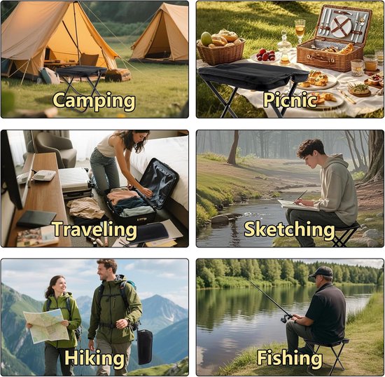 vouwstoel - campingstoel opvouwbaar - Draagbare opvouwbare stoel - Opvouwbare kampeerkruk - camping stoel - Geschikt voor reizen, wandelen, hiken, vissen, picknicken en barbecueën - Zwart van Merkloos — afbeelding 5