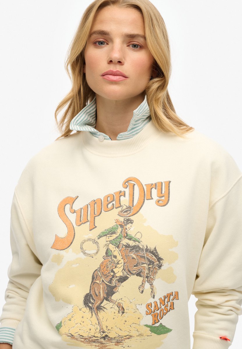 Superdry Ruim Souvenir sweatshirt met grafische print en ronde hals Dames Truien Creme
