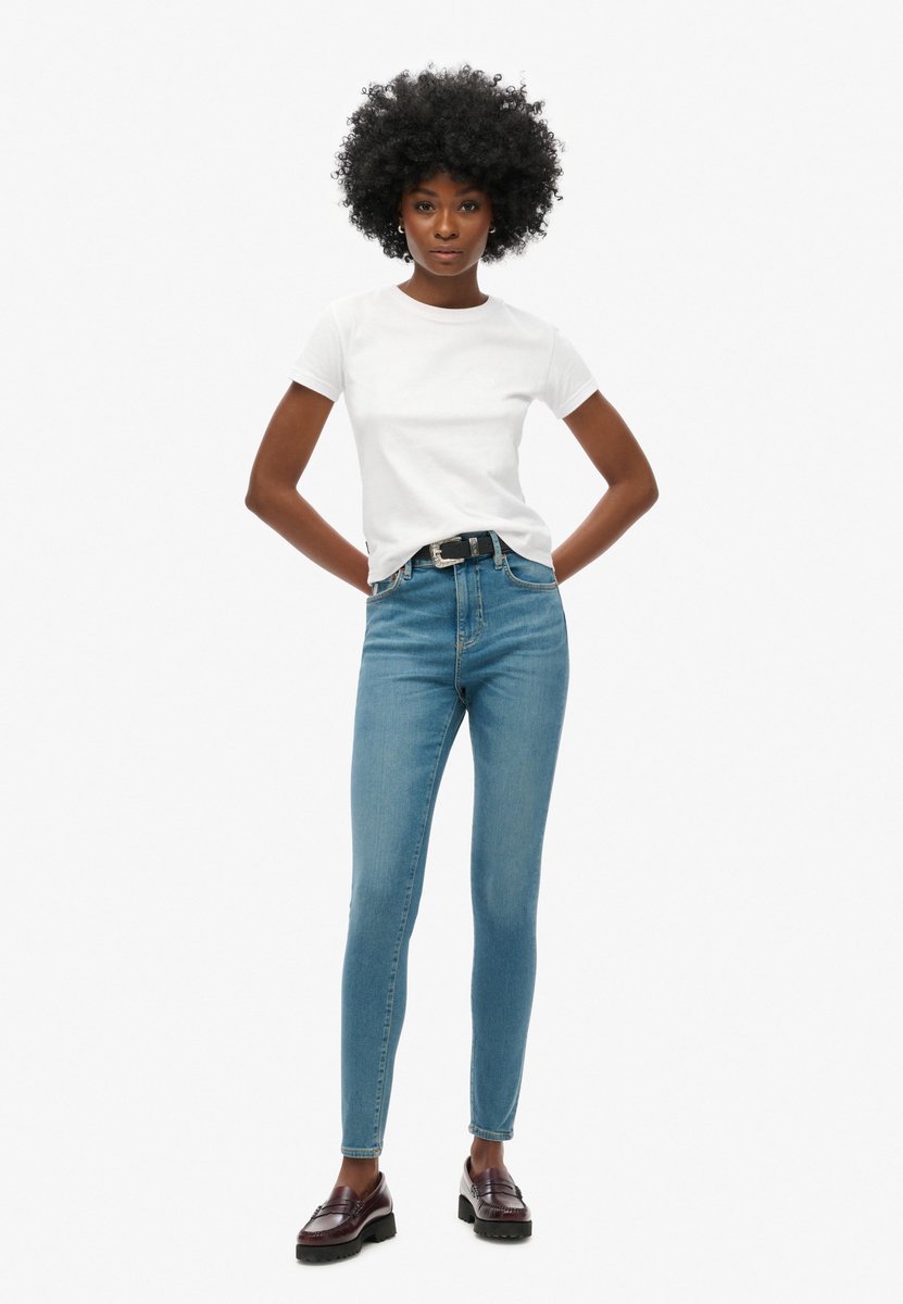 Superdry Skinny jeans met hoge taille van biologisch katoen Dames Jeans Blauw