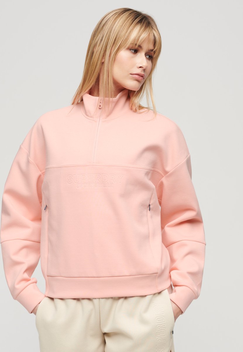 Superdry Sport Tech Relaxed Half Zip Sweater Dames 42 Lichtroze