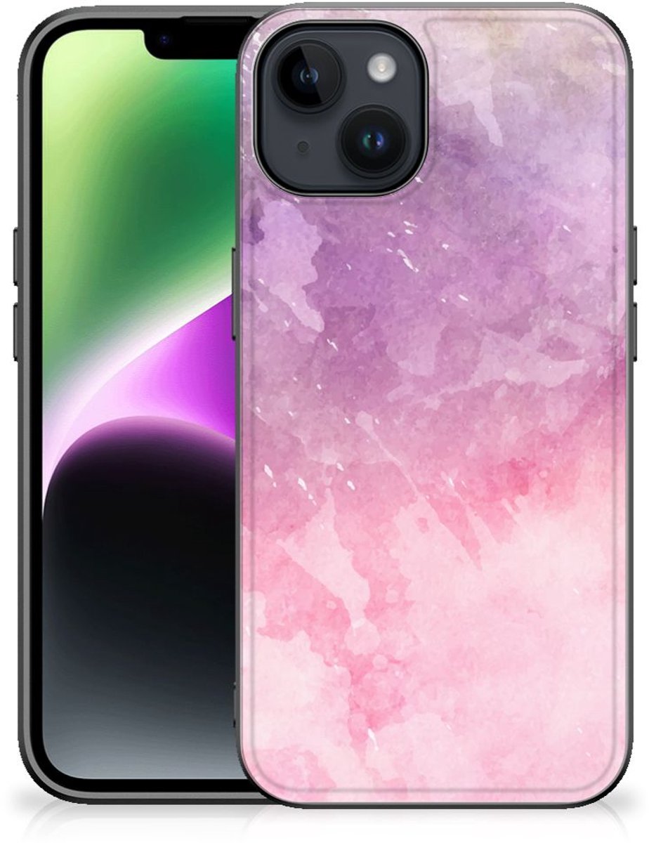 Kleurrijke Telefoonhoesje iPhone 15 Pink Purple Paint