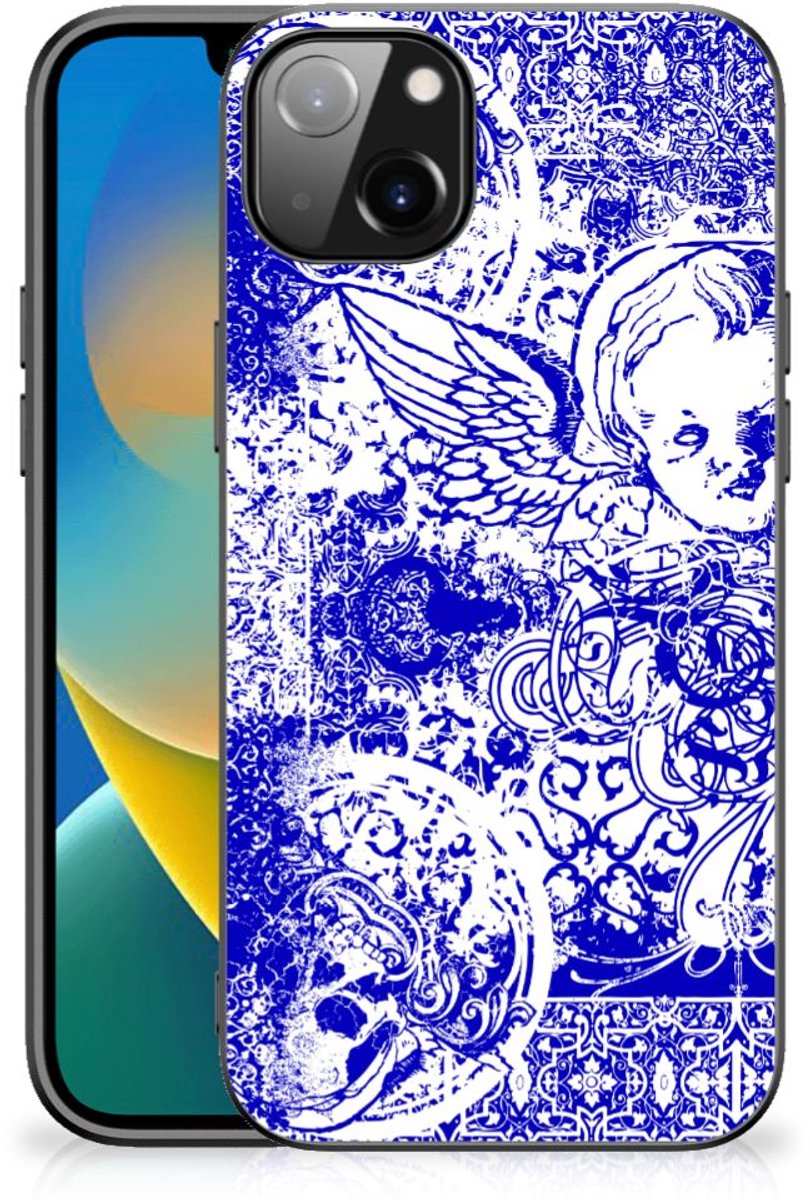 Telefoonhoesje iPhone 14 Plus Angel Skull Blauw