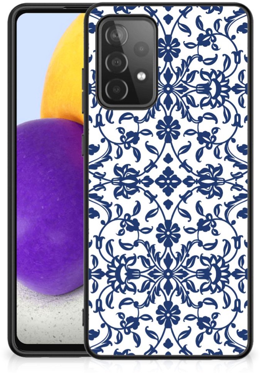 Samsung Galaxy A72 (5G/4G) Bloemen Hoesje Flower Blue