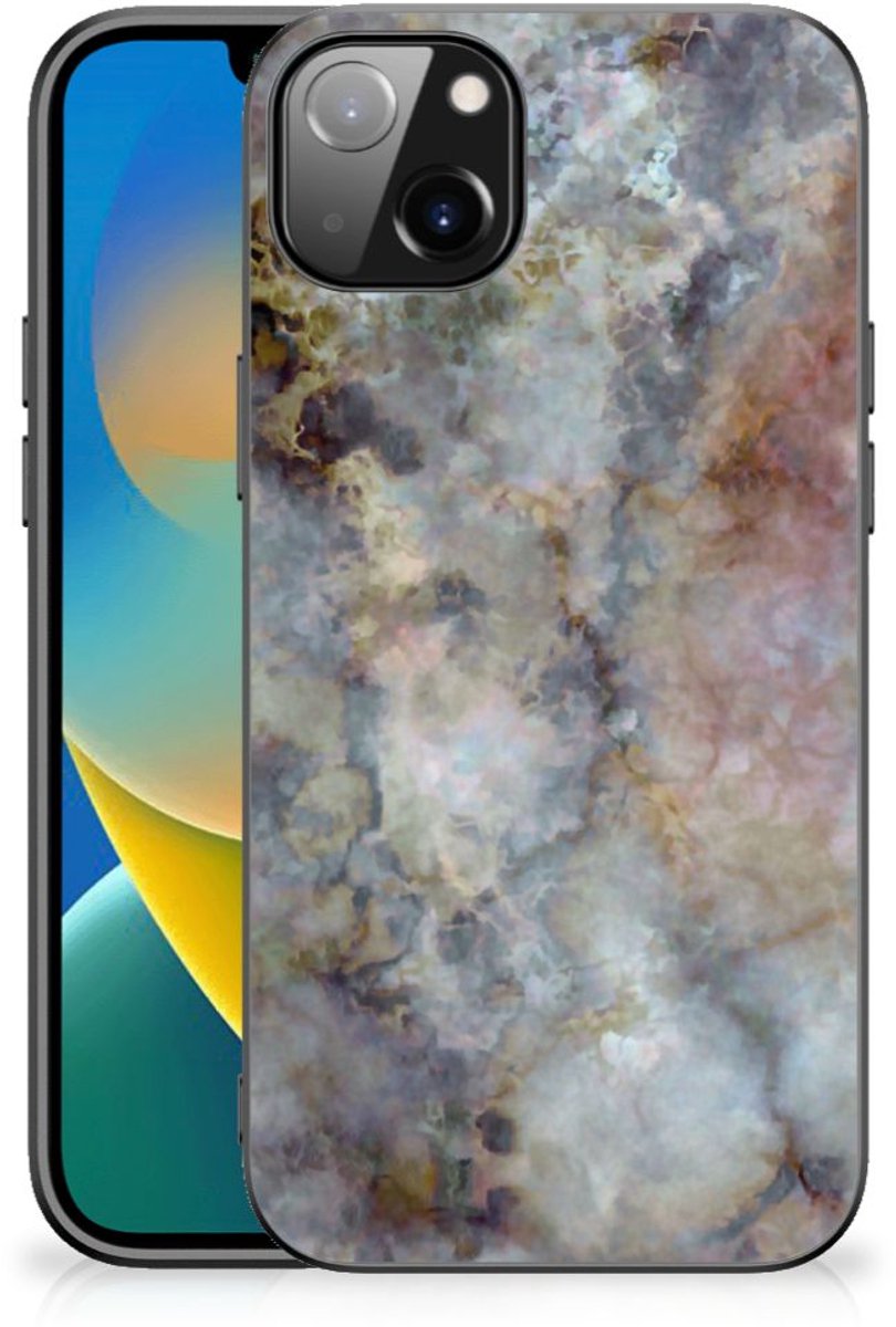 iPhone 14 Plus Marmeren Print Telefoonhoesje Marmer Grijs