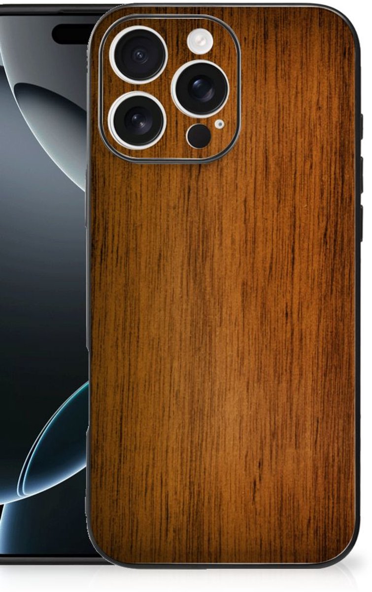iPhone 16 Pro Max Houten Print Telefoonhoesje Donker Hout